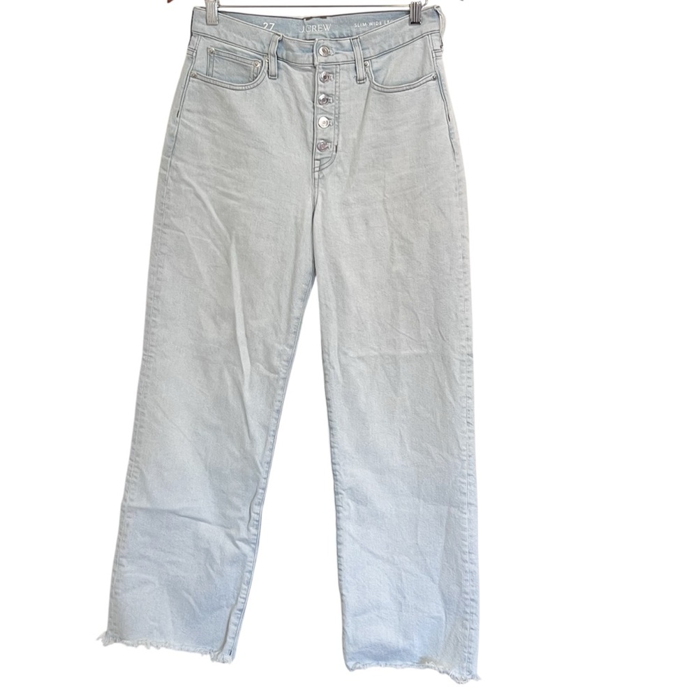 EUC J. Crew Full-length High Rise Slim Wide Leg Jeans in Doriel wash